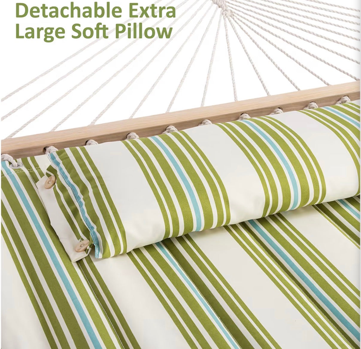 Hammock - Portable Double Hammock with Stand, 475 lbs Capacity, Heavy Duty Two Person Hammock with Stand Included, Green Stripe