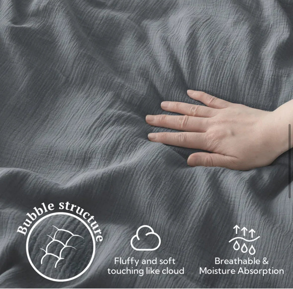 Bedding - King Size Mildly Muslin 100% Coton Duvet Cover Set - T&F 5.19.25