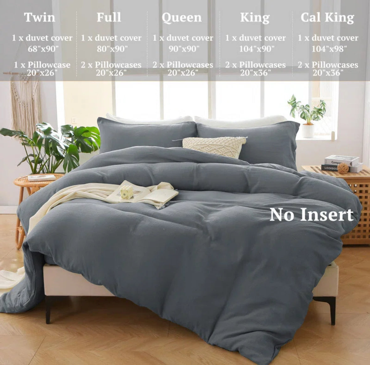 Bedding - King Size Mildly Muslin 100% Coton Duvet Cover Set - T&F 5.19.25