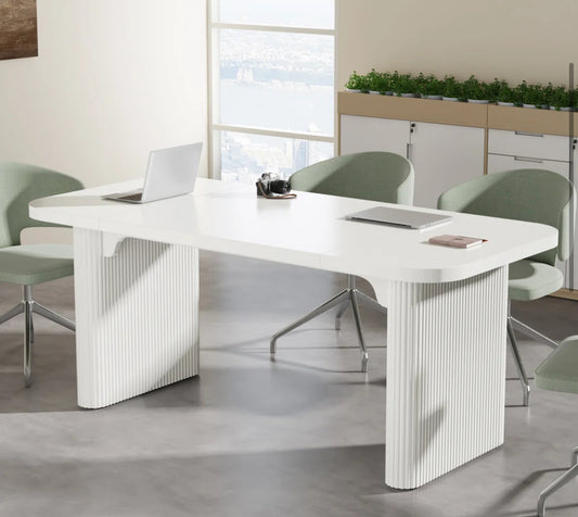 Conference Table - Modern Design with Fluted Base White - WF10-16.25