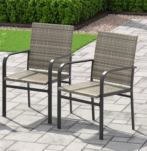 Patio Chair set of 2 - Grey Rattan Patio Chairs Set Of 2