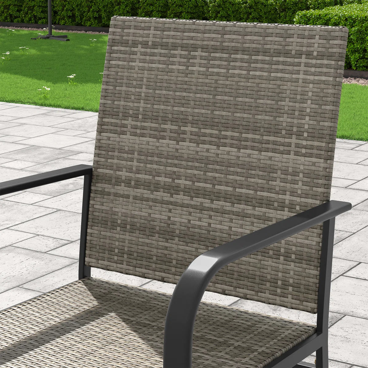 Patio Chair set of 2 - Grey Rattan Patio Chairs Set Of 2