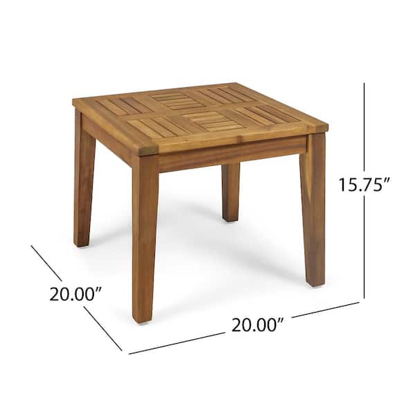 End Table - Natural 20 in. Acacia Wood Square Outdoor Side Table Coffee Table End Table