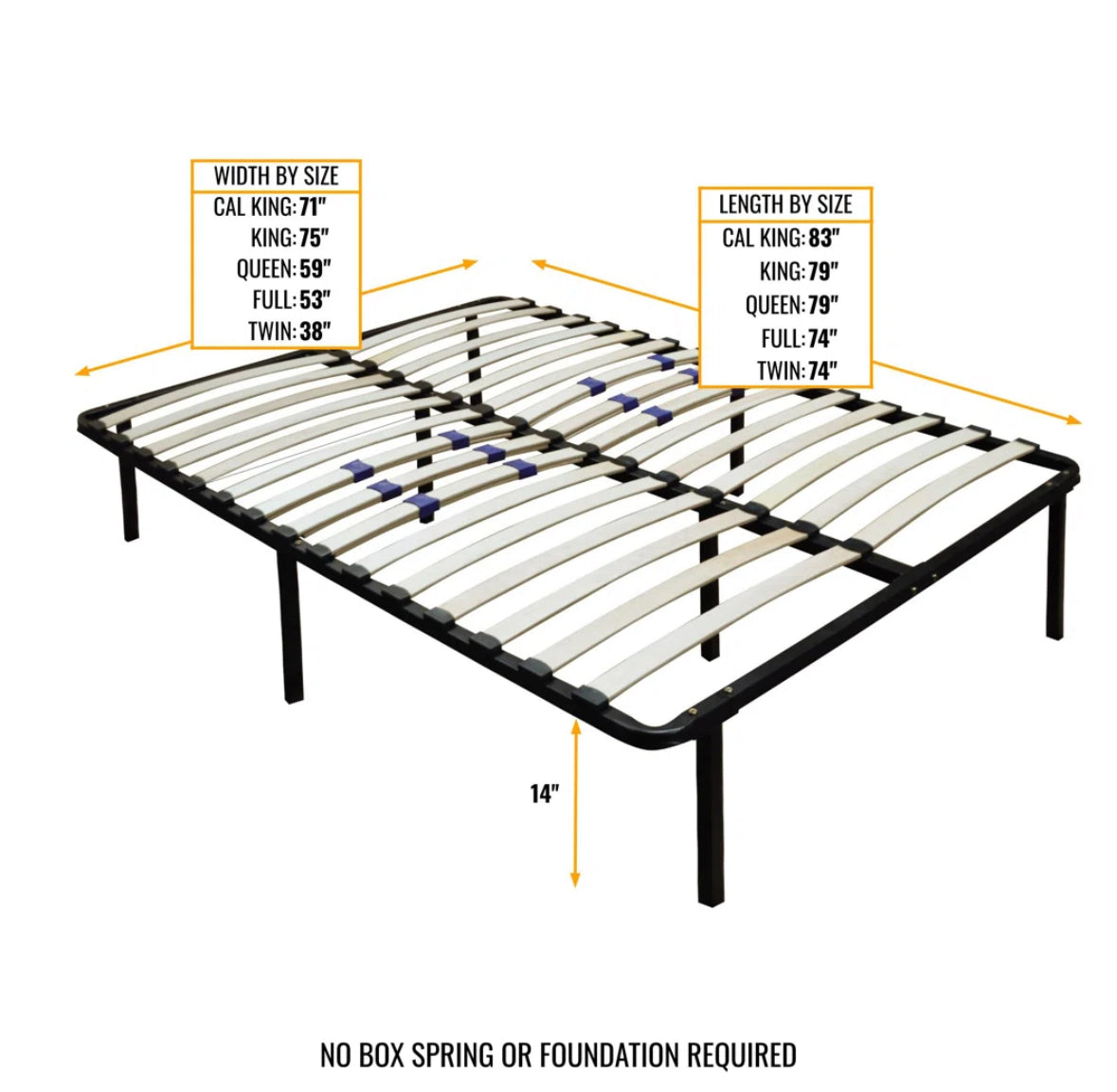 Bed Frame - Full Size Boyd Sleep Euro 14” Platform Metal with Adjustable Lumbar Support - BSW