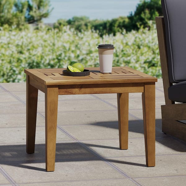End Table - Natural 20 in. Acacia Wood Square Outdoor Side Table Coffee Table End Table