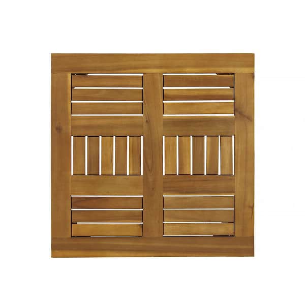 End Table - Natural 20 in. Acacia Wood Square Outdoor Side Table Coffee Table End Table