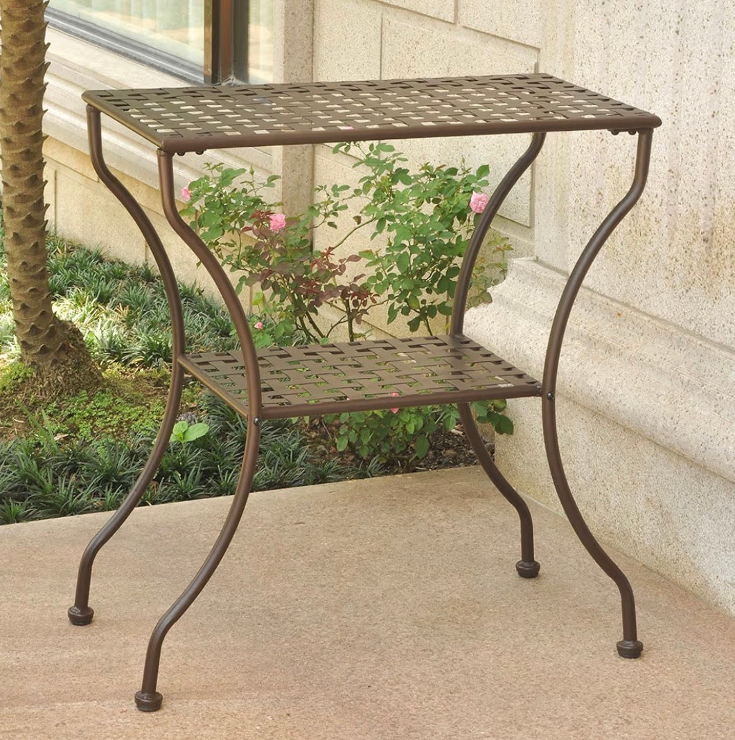 Patio Table - 2-Tier Patio Side Table in Matte Brown
