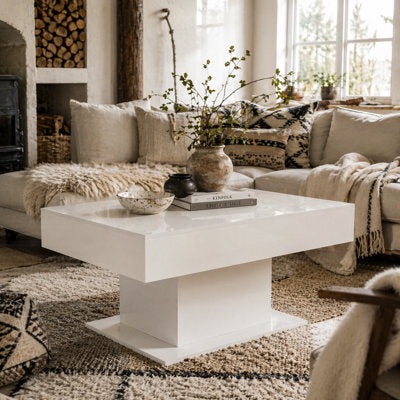 Coffee Table - Mara High Gloss White Extendable Coffee Table