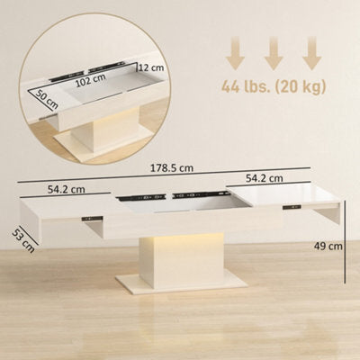 Coffee Table - Mara High Gloss White Extendable Coffee Table