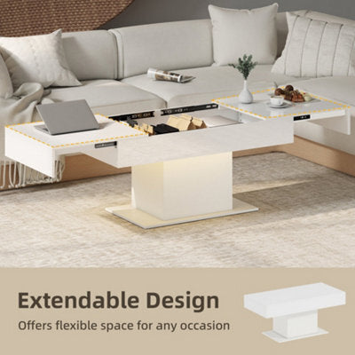Coffee Table - Mara High Gloss White Extendable Coffee Table