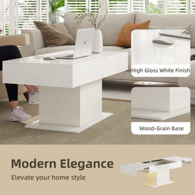 Coffee Table - Mara High Gloss White Extendable Coffee Table