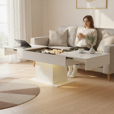 Coffee Table - Mara High Gloss White Extendable Coffee Table