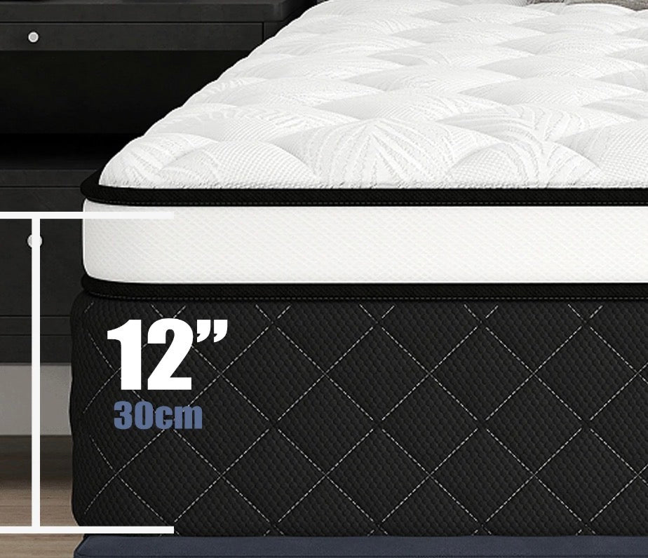 Mattress - Twin Size 12 Inch Twin Size Euro Top Hybrid Mattress, Medium Firm, Bed in a Box