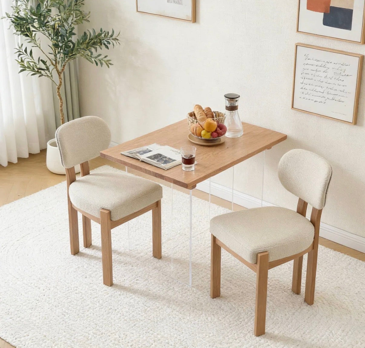 Dining Chair Set of 2 - Wooden Modern Fabric Upholstered (we have 3 sets)