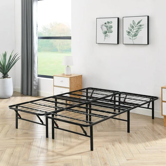 Bed Frame - King Size Mainstays 14" High Profile Foldable Steel King Platform, Black WM8.3.25
