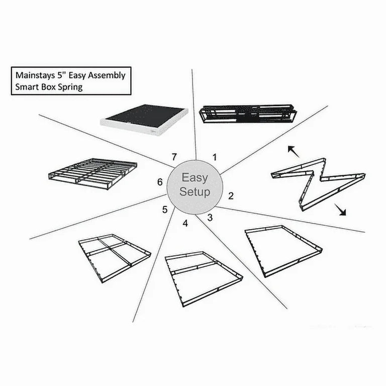 Mattress Support - Full Size Box Spring 5” Mainstays High Profile Easy Assembly Smart Metal - WM8.3.25