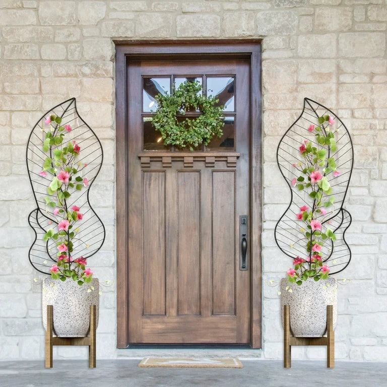Trellis Set of 2 - Pure Garden 44” Metal Trellis 2-Pack – Indoor/Outdoor Plant Support for Vines, Flowers & Climbing, Black