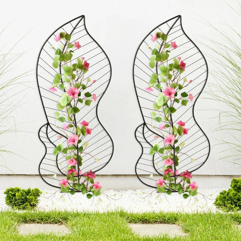 Trellis Set of 2 - Pure Garden 44” Metal Trellis 2-Pack – Indoor/Outdoor Plant Support for Vines, Flowers & Climbing, Black