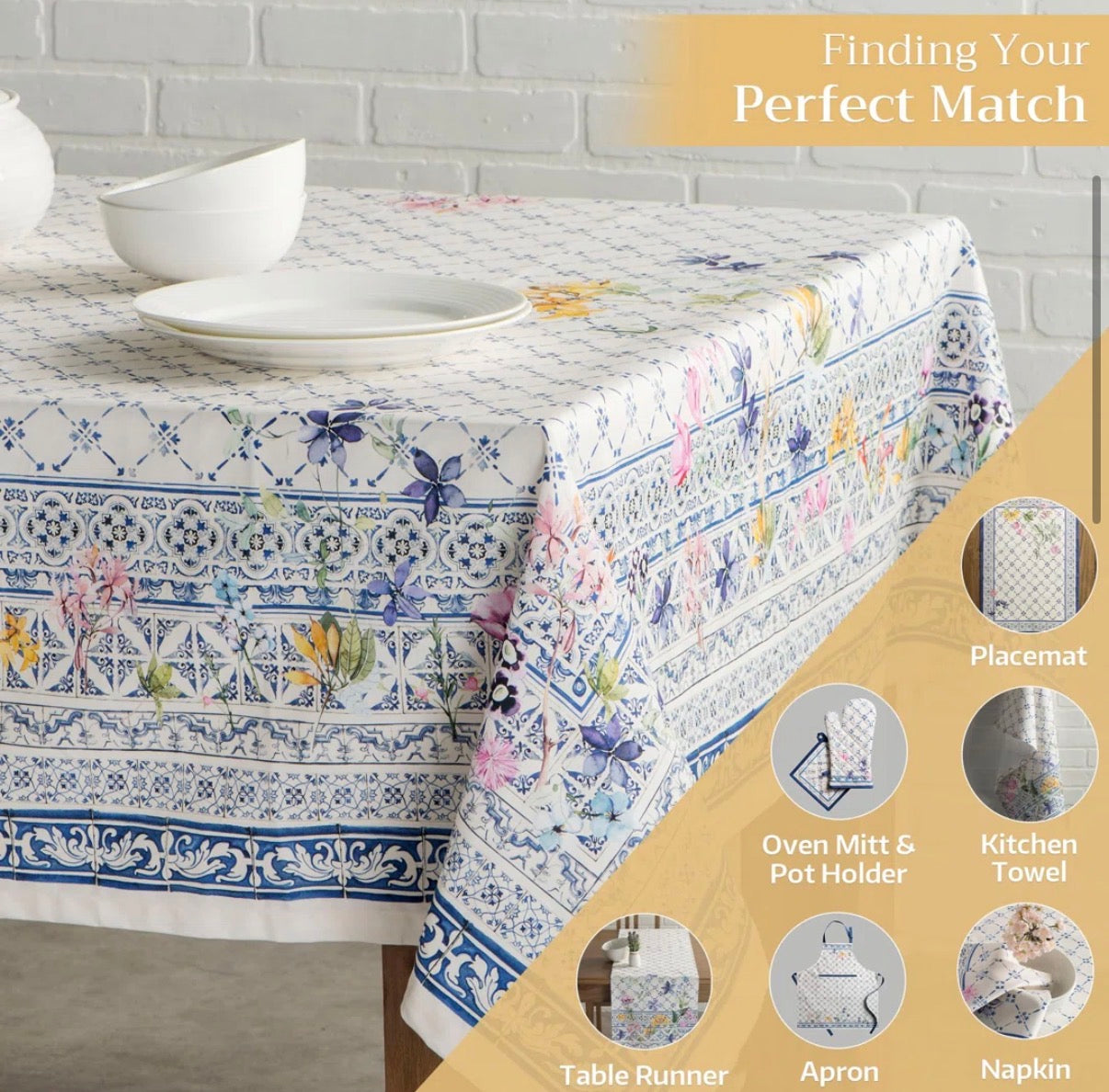 Tablecloth - 60 in x 120 in Maison d’Hermine Cotton Tablecloth