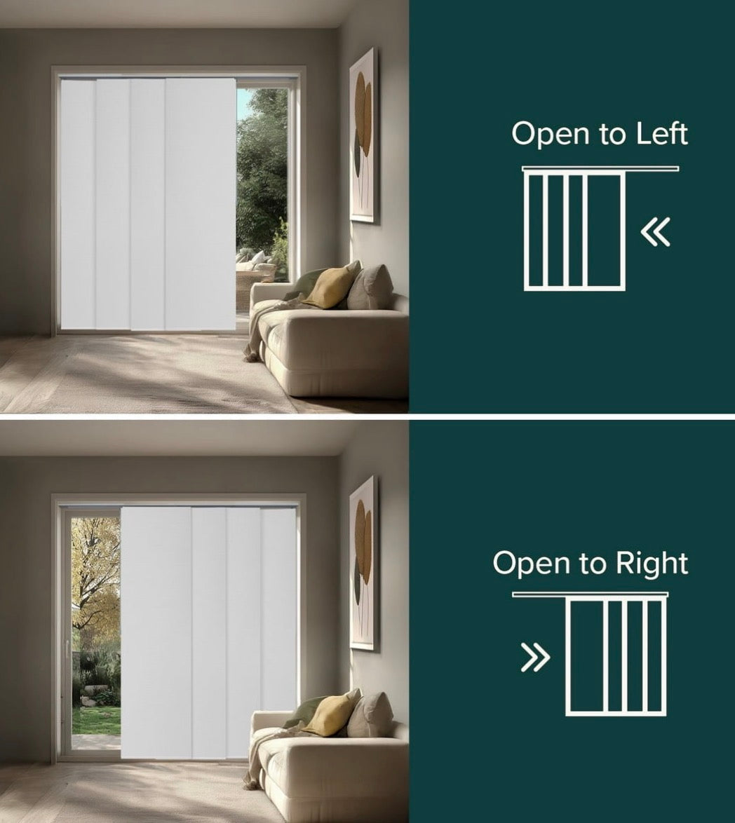 Blinds - Adjustable Sliding Panel Blinds, Movie Night White, 46”–86” wide x up to 96” high