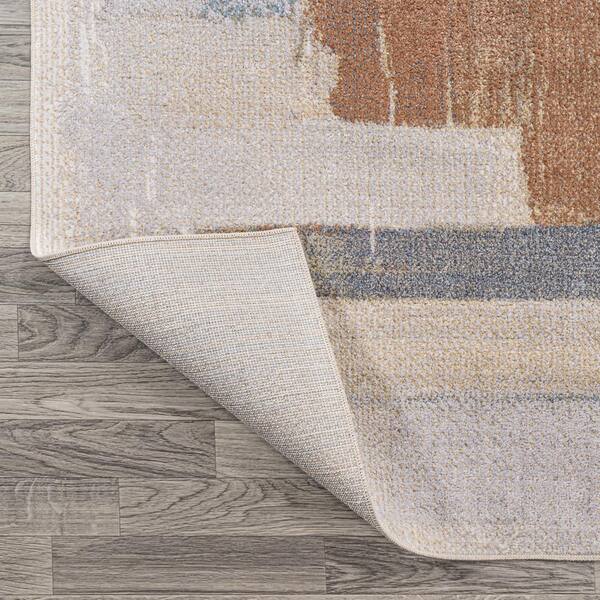 Rug - 8 ft. x 10 ft. Cream/Multi Weaver Abstract Coastal Watercolor Machine-Washable Area Rug