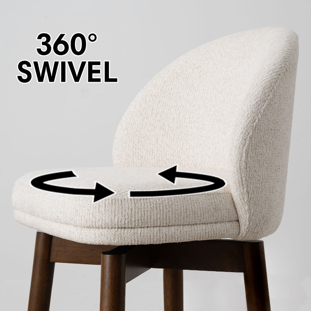 Barstool Set of 3 - 25.5" Swivel Upholstered Counter Stool Solid Wood Legs(Set of 3) - Cream