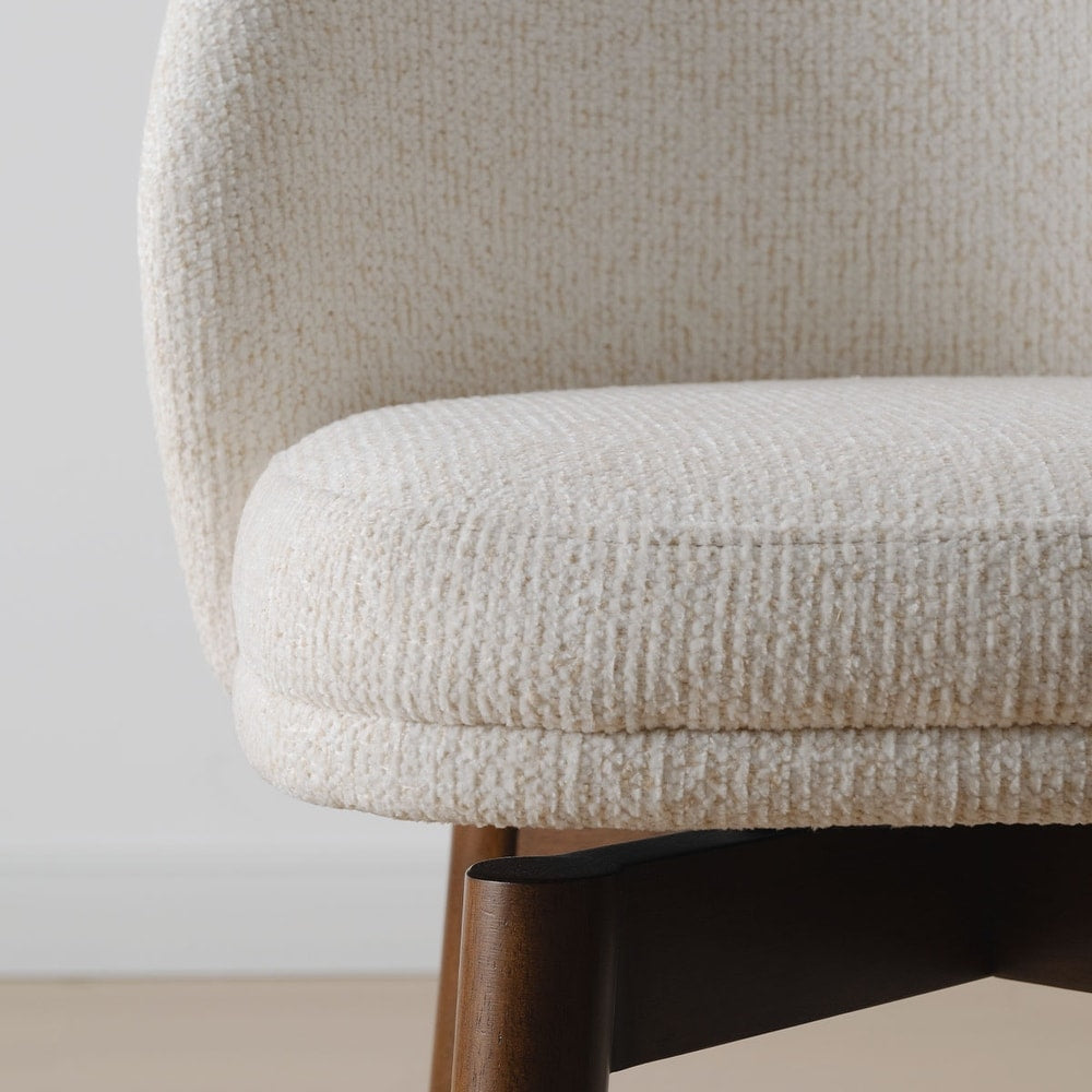 Barstool Set of 3 - 25.5" Swivel Upholstered Counter Stool Solid Wood Legs(Set of 3) - Cream