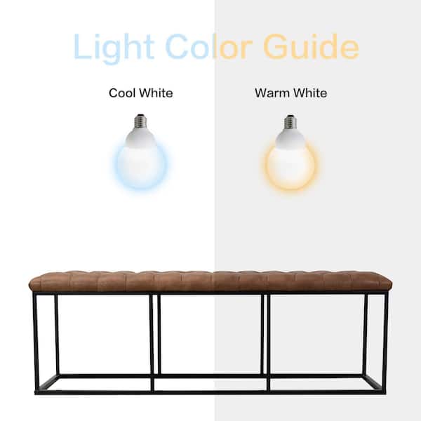 Bench - Large Light Brown Faux Leather Decorative Bench/Ottoman with Button Tufting 17.25 in H x 52.25 W x 15.75 D