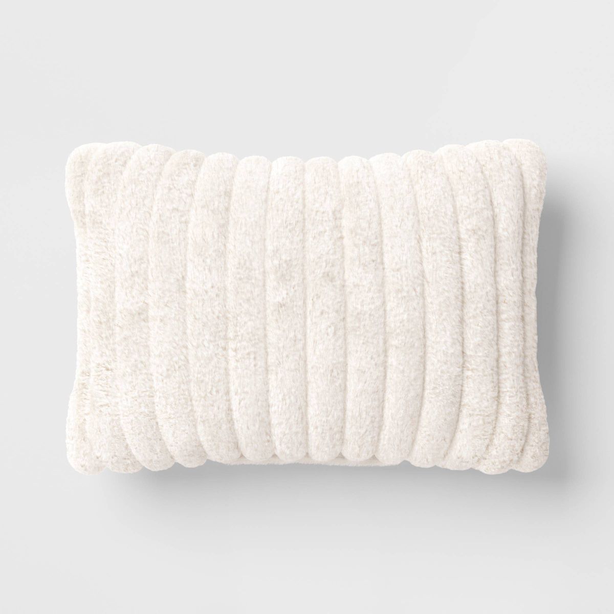 Pillow - Channeled Cream Faux Fur Lumbar Throw - BT10.31.25
