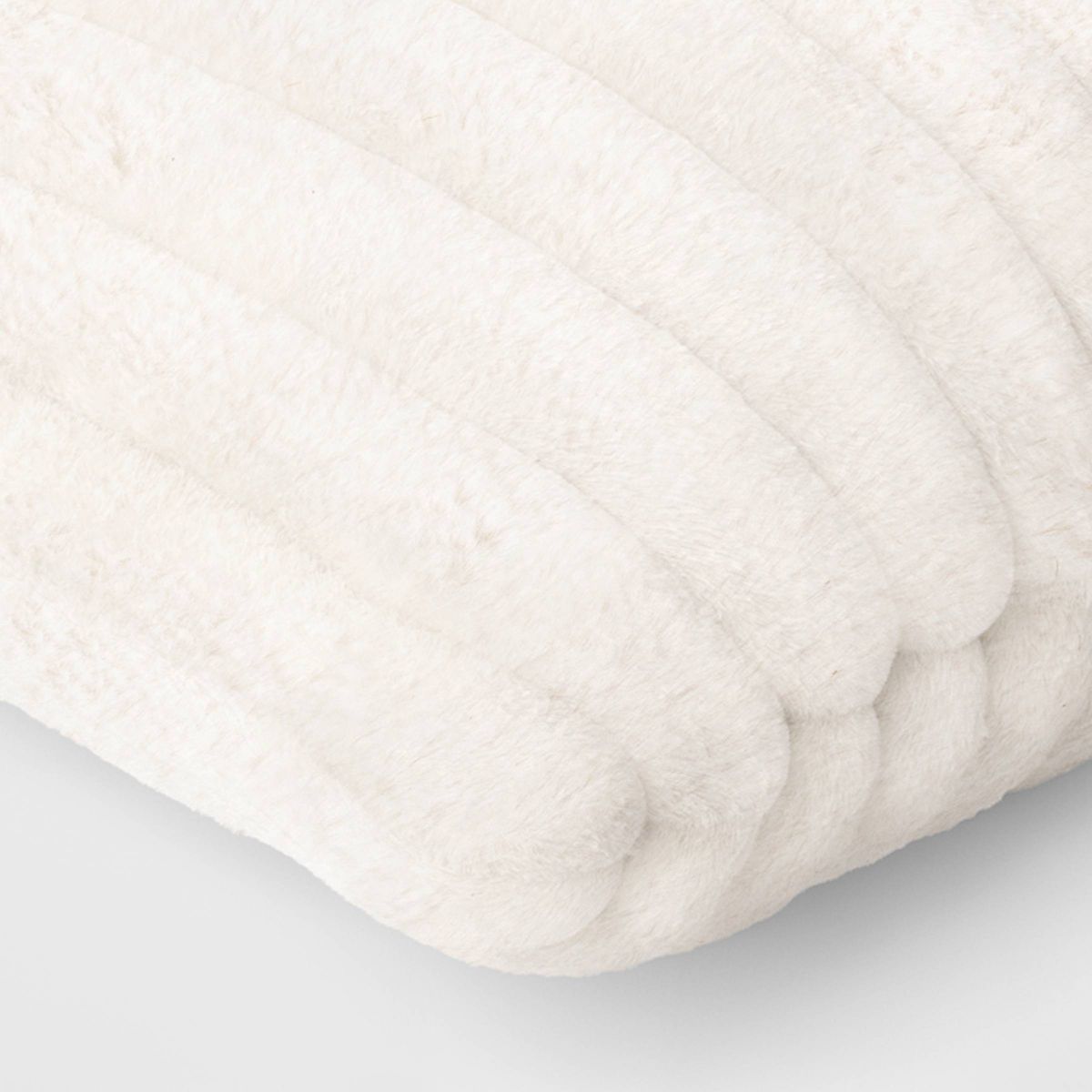 Pillow - Channeled Cream Faux Fur Lumbar Throw - BT10.31.25