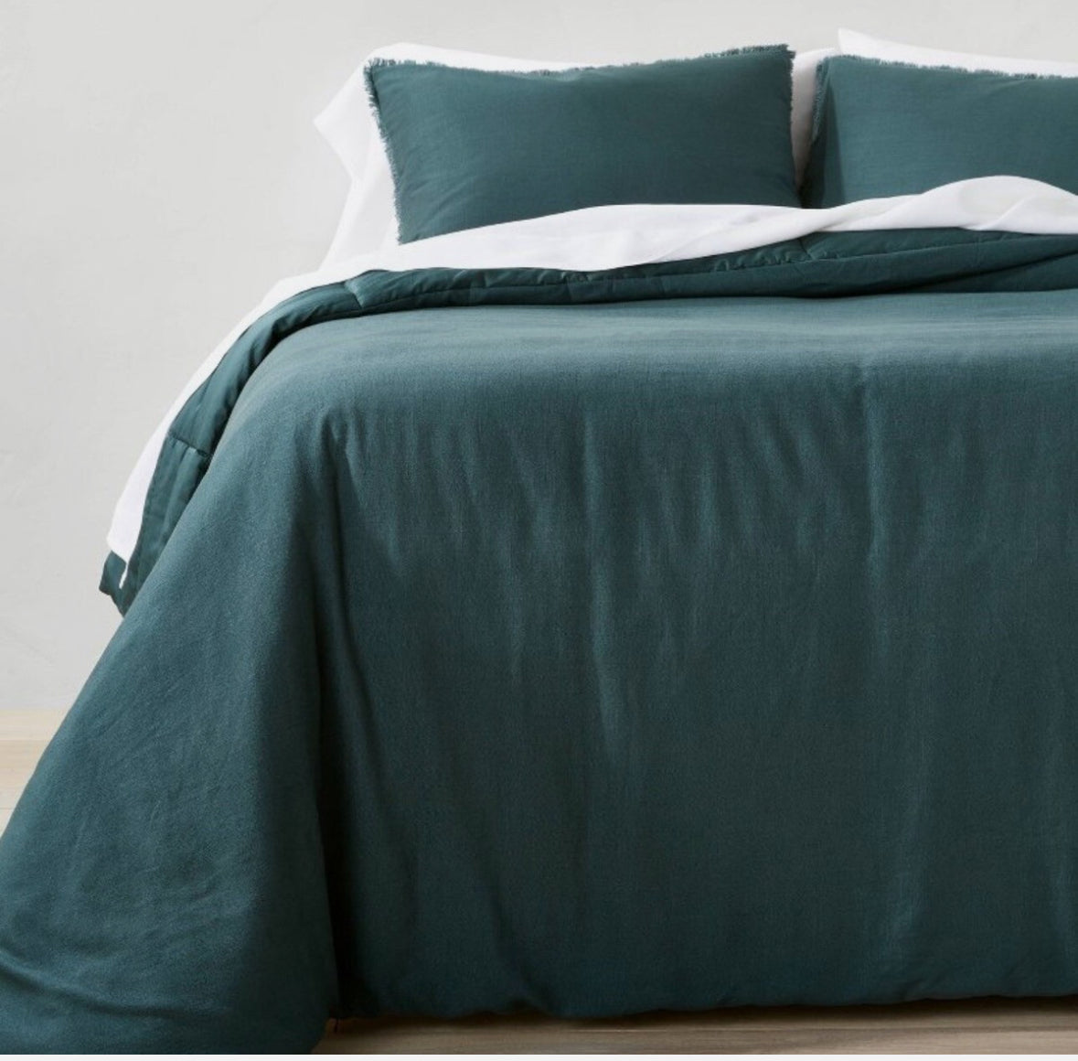 Bedding - Queen Size Duvet Cover Set Casaluna Heavyweight Linen Blend Dark Teal Blue - BT10.31.25