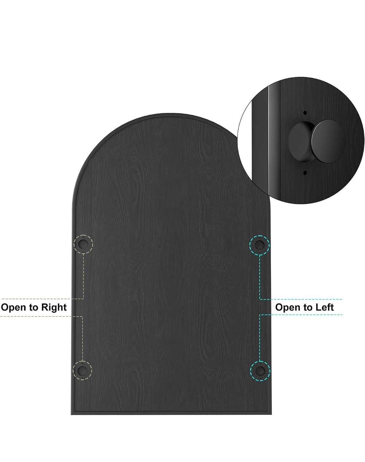 Medicine Cabinet -  20” x 30” Brushed Black Arched with Mirror, Wall Mount Bathroom Storage Cabinet, Surface Mount