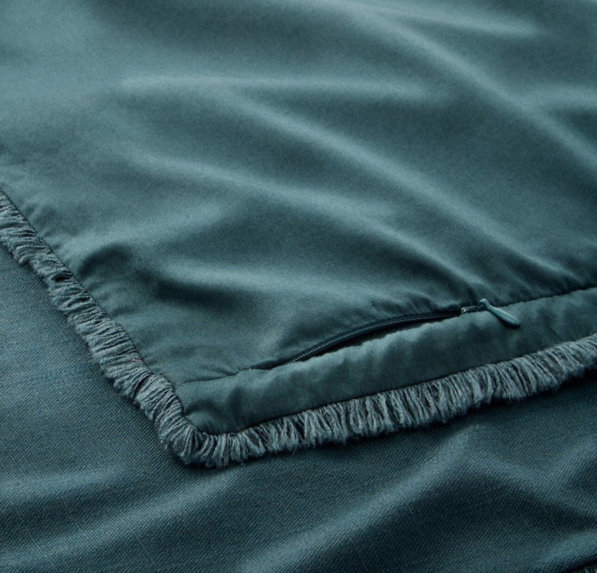Bedding - Queen Size Duvet Cover Set Casaluna Heavyweight Linen Blend Dark Teal Blue - BT10.31.25