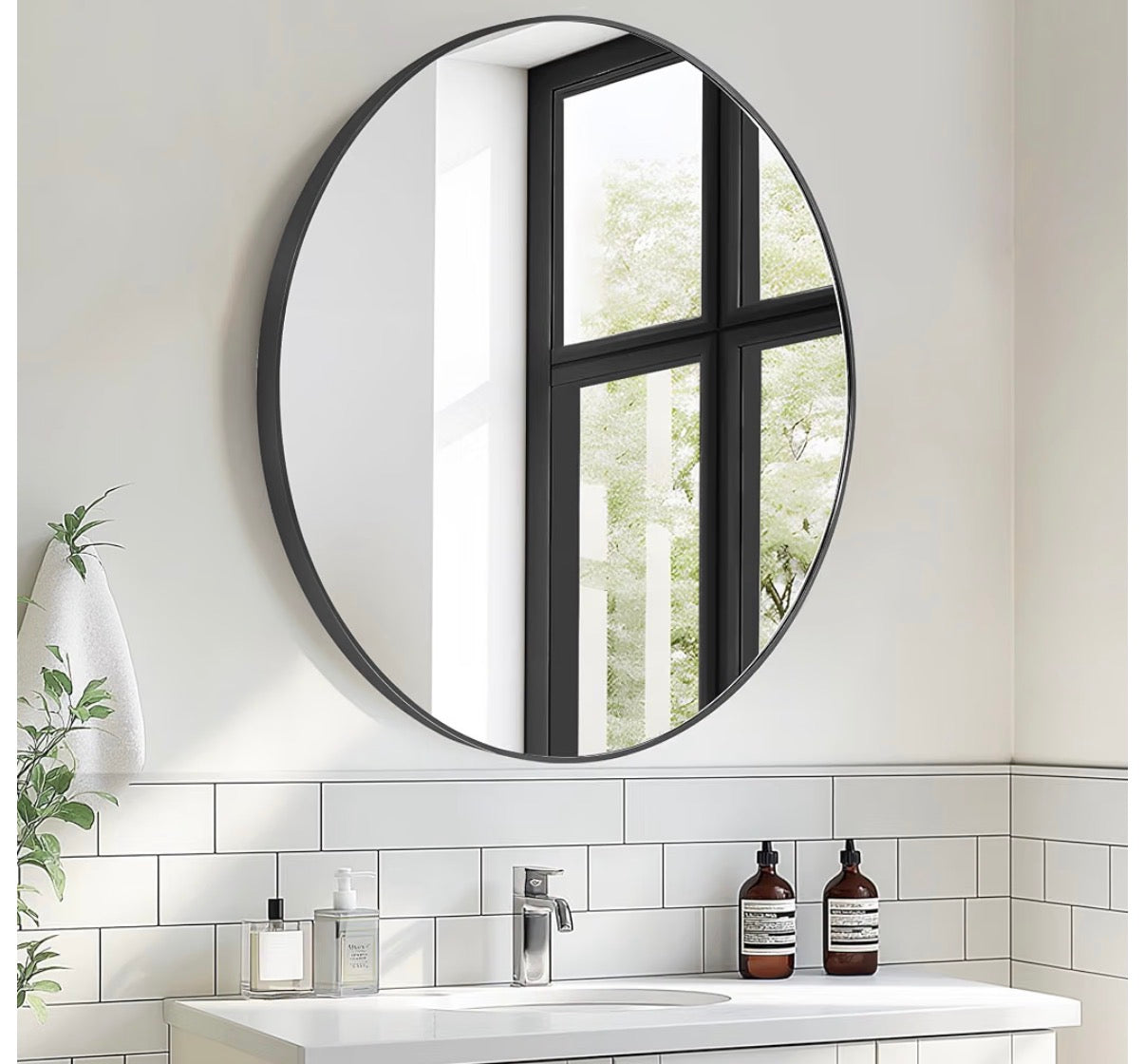 Medicine Cabinet - 20” Soges Black Round Framed Medicine Cabinet Surface Mount Only