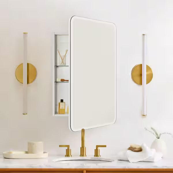 Medicine Cabinet - 20 in. W x 30 in. H Tomace Rectangular Recess and Surface Mount Frameless Medicine Cabinet with Mirror