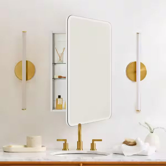 Medicine Cabinet - 20 in. W x 30 in. H Tomace Rectangular Recess and Surface Mount Frameless Medicine Cabinet with Mirror
