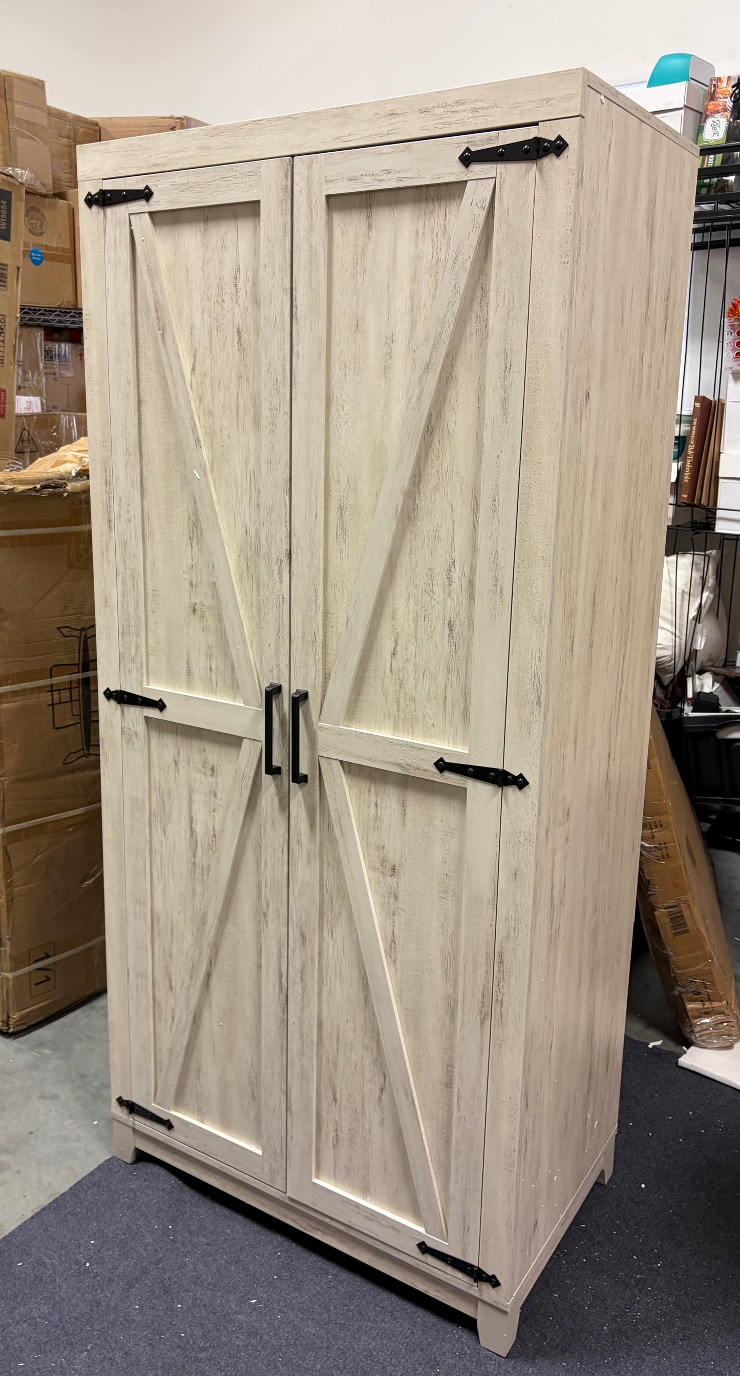 Armoire - 70” Greige Farmhouse Armoire