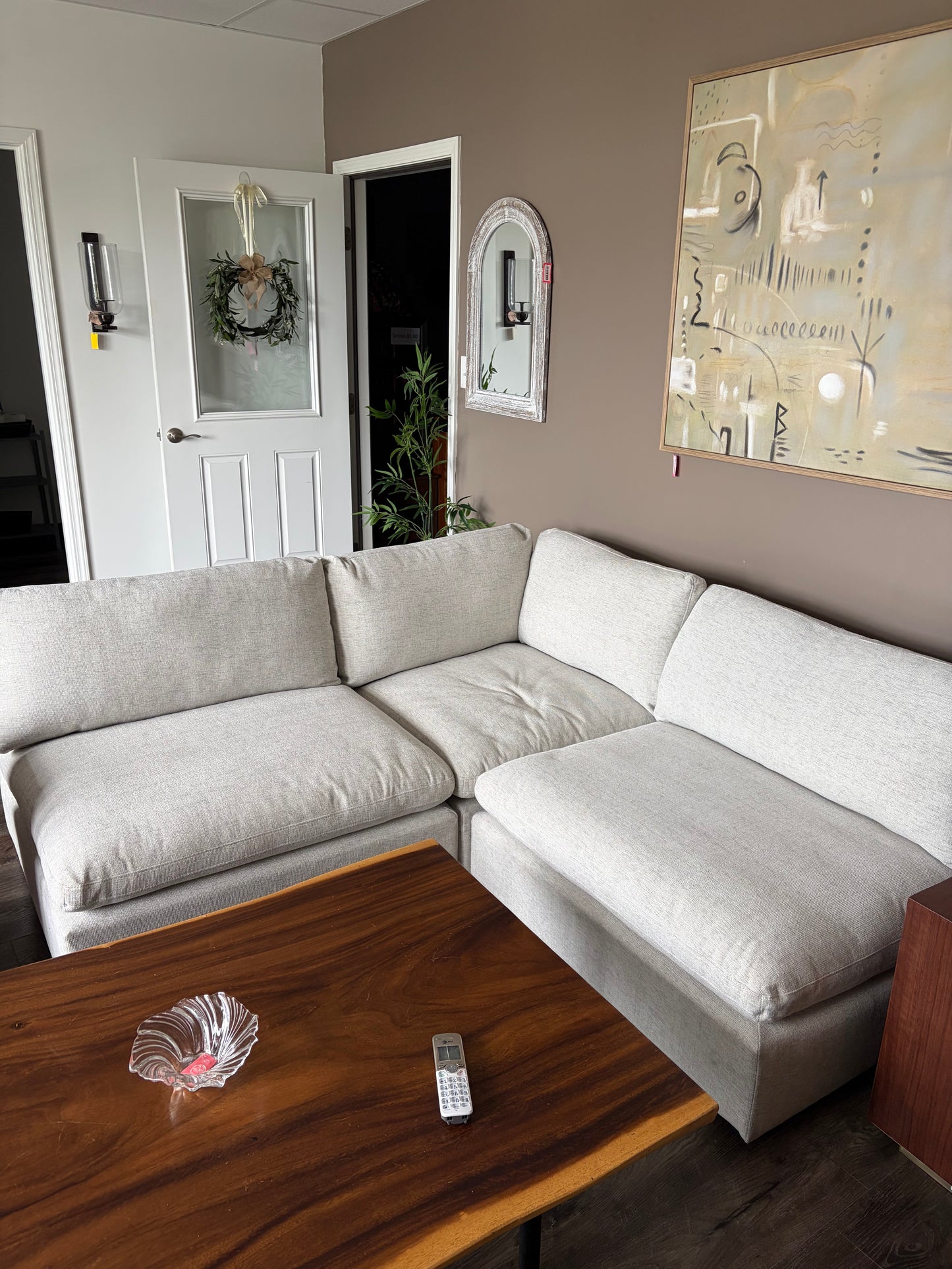 Sofa - 3 Piece Modular Cloud Couch Oatmeal Fabric