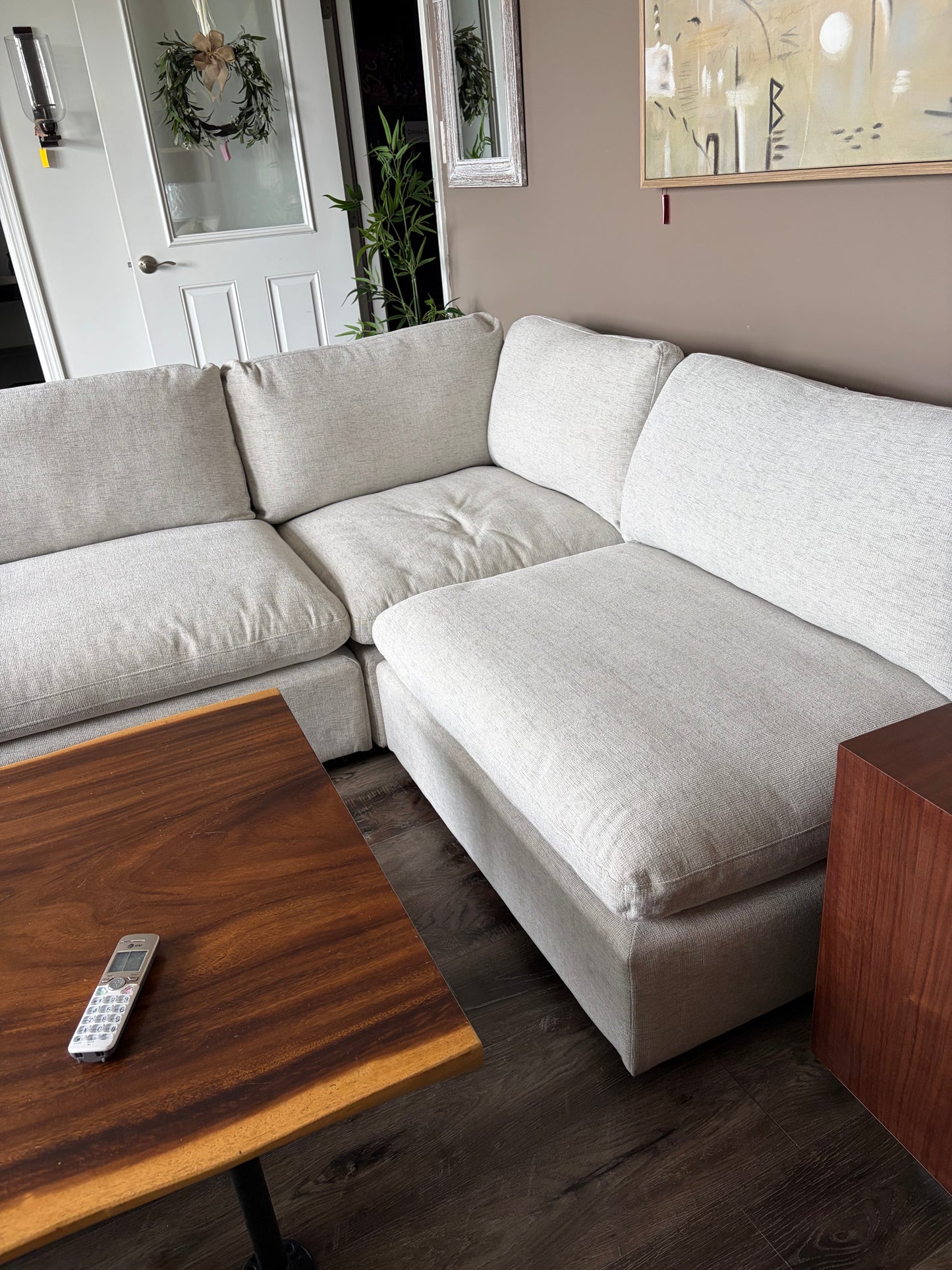 Sofa - 3 Piece Modular Cloud Couch Oatmeal Fabric