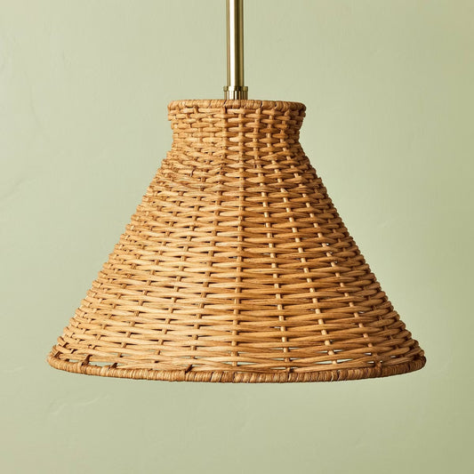 Pendant - Brass with Rattan Shade Pendant Light - TG11.3.25