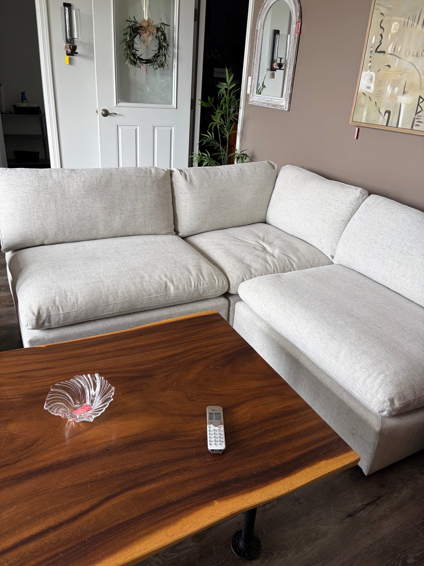 Sofa - 3 Piece Modular Cloud Couch Oatmeal Fabric