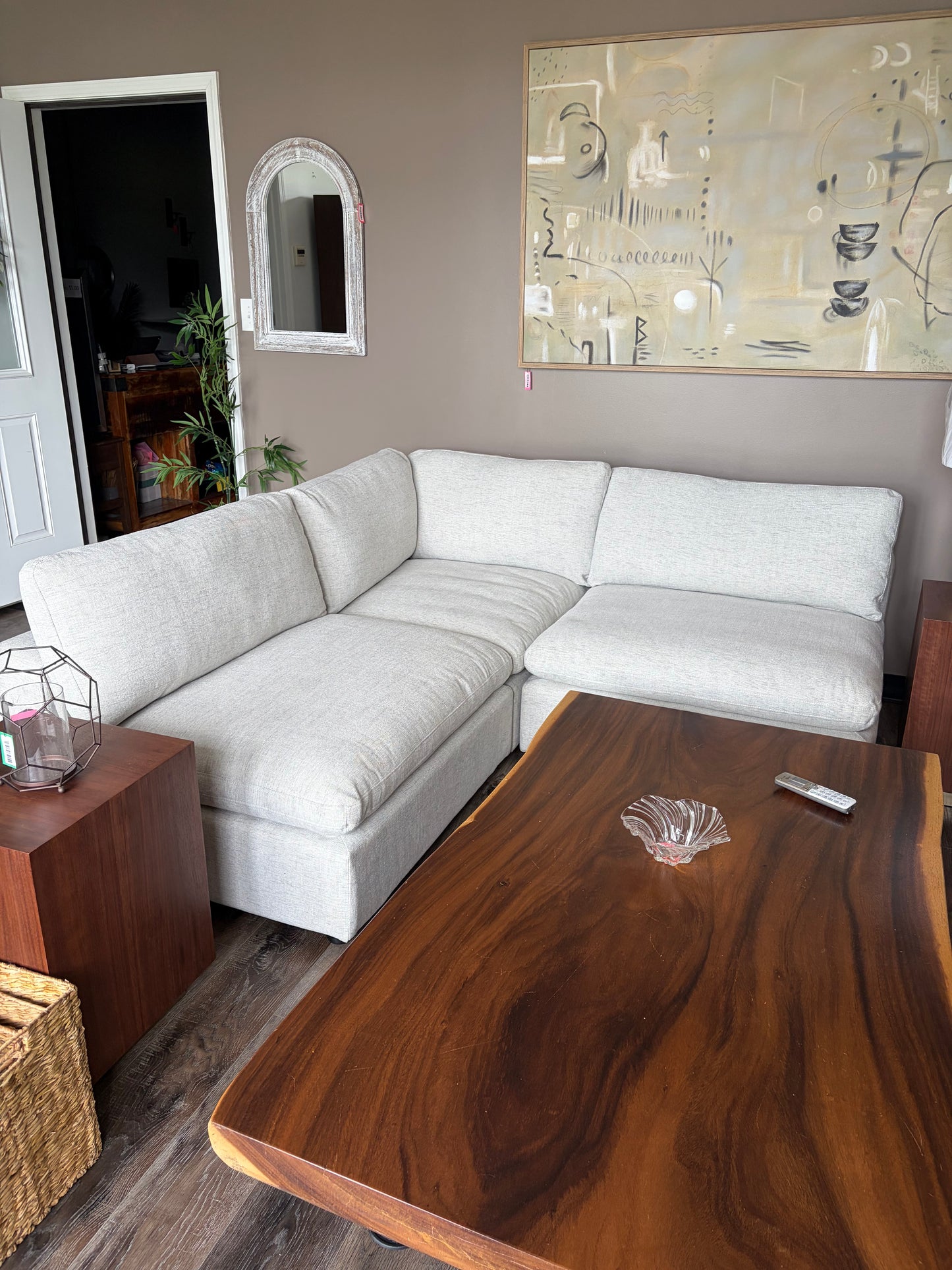 Sofa - 3 Piece Modular Cloud Couch Oatmeal Fabric