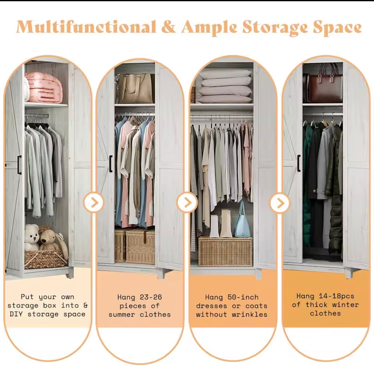 Armoire - 70” Greige Farmhouse Armoire