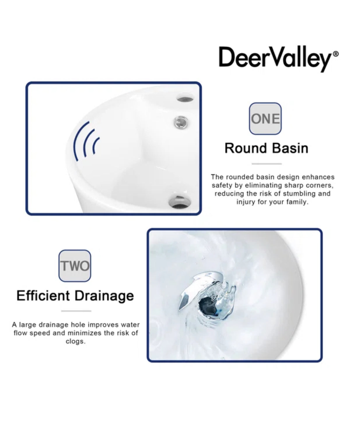 Sink - Pedestal 33" Tall Round Vitreous China Sink with Overflow and Pre-Drilled Hole - WF9.25.25