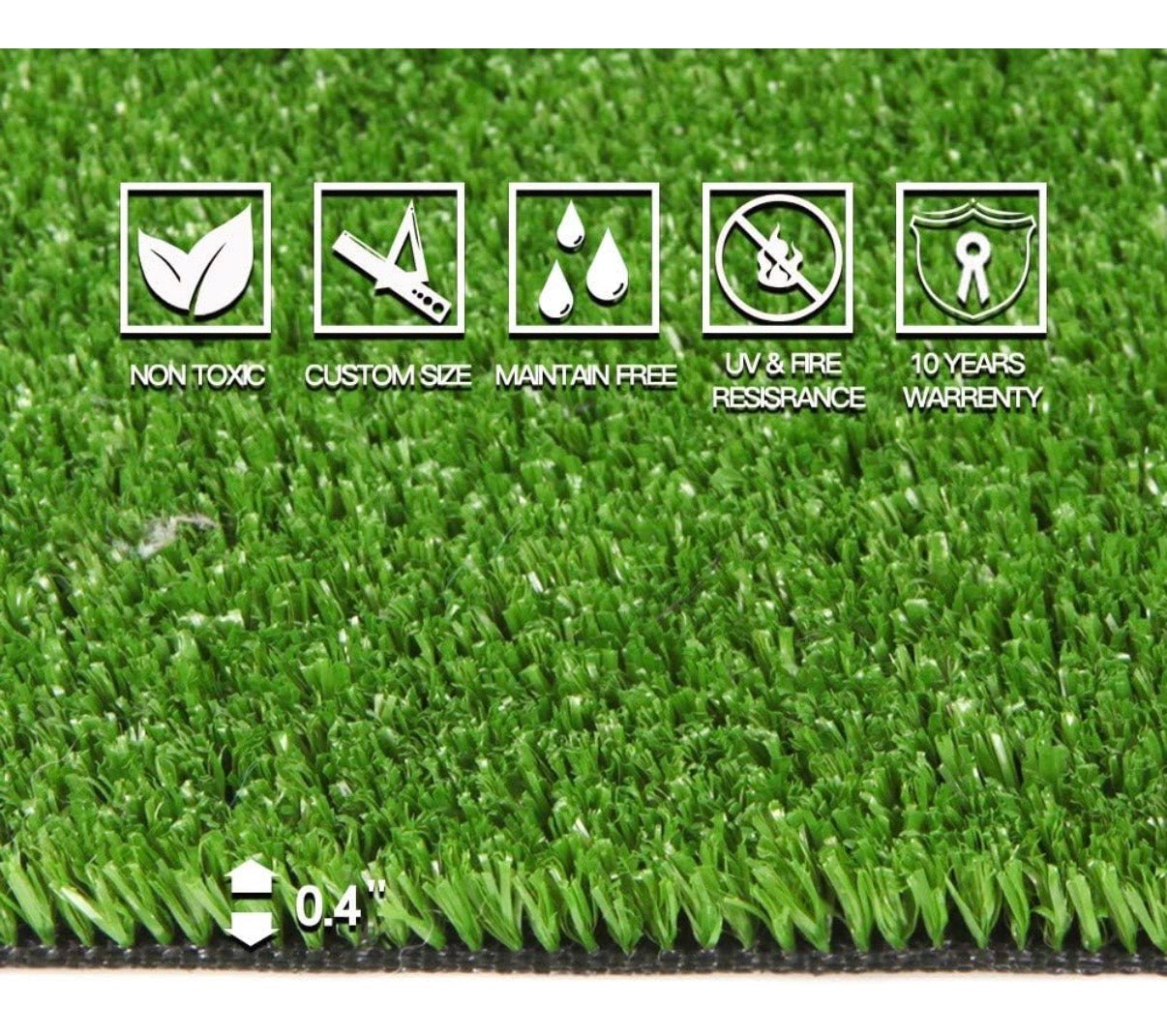 Rug - 2’8” x 4’ Turf (8 sq ft) w/Drainage Holes & Rubber Backing Indoor/Outdoor Realistic Synthetic Fake Lawn Rug Mat Carpet for Backyard Balcony Deck Landscape Pets