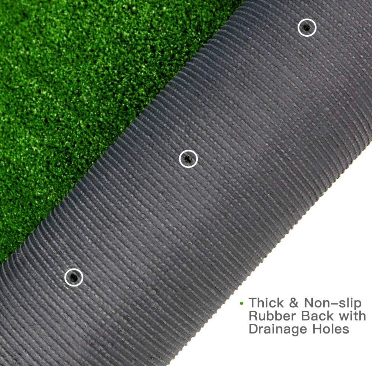 Rug - 2’8” x 4’ Turf (8 sq ft) w/Drainage Holes & Rubber Backing Indoor/Outdoor Realistic Synthetic Fake Lawn Rug Mat Carpet for Backyard Balcony Deck Landscape Pets