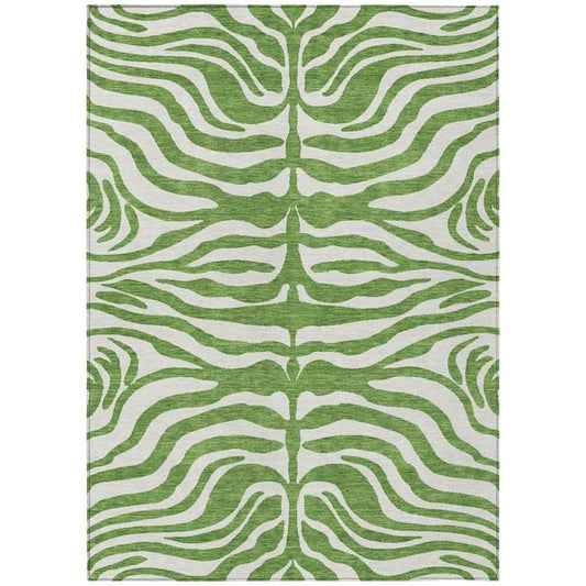 Rug - 2’6” x 3’10” Chantille Machine Washable Indoor/Outdoor Abstract Green