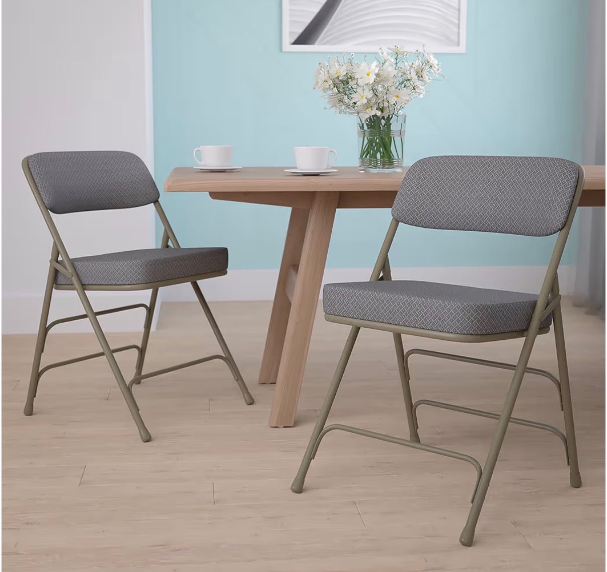 Folding Chairs Set of 2 - Flash Furniture Gray Metal Folding Chair with 2 1/2" Padded Fabric Seat