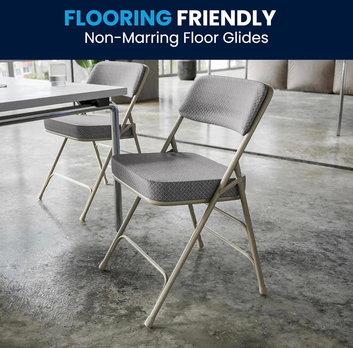 Folding Chairs Set of 2 - Flash Furniture Gray Metal Folding Chair with 2 1/2" Padded Fabric Seat