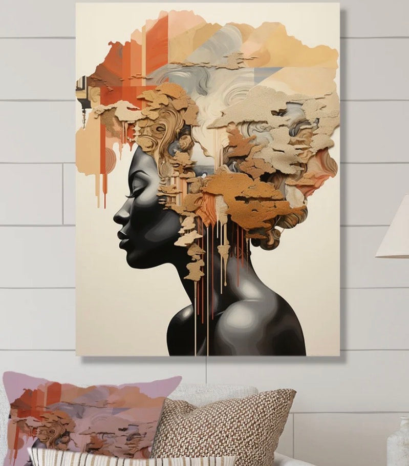 Canvas - 23.5” x 31.5” “Minimalism African Woman Portrait" Africa Wall Art
